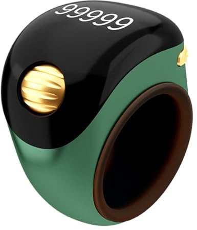 dzqad Elektronischer Fingerschalter, Ringschalter - 5 Ziffern Finger Counter Clicker Ring mit elektronischem Display,Tragbares Gebetszählwerkzeug, rotierende Digitale Tasbeeh für Meditation,