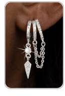 HANLI Ohrringe Silber 925 Damen - 14K Gold Vergoldet mit Cubic Zirkonia Lange Hängeohrringe Hypoallergen Modeschmuck Creolen Ohrringer für Frauen Mädchen Schmuck
