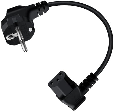 YINGAYOU Konnektor för kyla apparater Matkabel med vinkel 3 poler Kabel för kyla apparater Skyddskontakt Typ F EEG 7/4 auf C13 (Svart, 0,5 m)