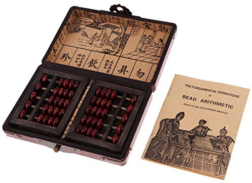 Boulier chinois vintage en bois arithmétique 5 chiffres outil de calcul dans boîte