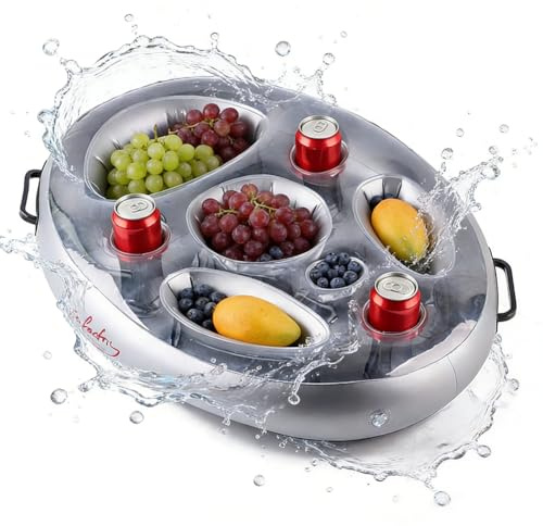 Portabibite Gonfiabile, Portabevande Gonfiabile 2 in 1, Vassoio per Cibo Galleggiante per Piscina con 8 Fori,Portabicchieri Gonfiabili, Porta birra Gonfiabile,per l'Estate All'Aperto Piscina Spiaggia