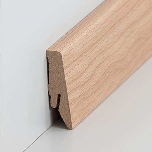 Fuß- u. SockelleistenCoburg 58 x 18 mm MDF foliert | Fußleiste | Bodenleiste | 718.5813 - Buche