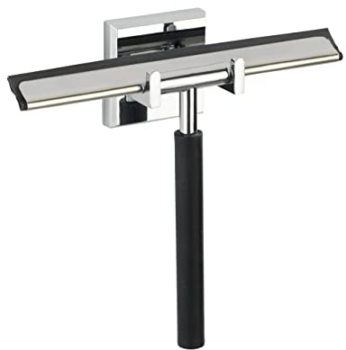 WENKO Power-Loc® Badezimmerwischer Laceno - Duschabzieher, Befestigen ohne bohren, Kunststoff (ABS), 18.5 x 17 x 5 cm, Chrom