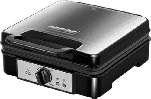 MPM MGO-36M Gofrera Profesional para 4 gofres Belgas gruesos, regulador de temperatura, placas antiadherente, carcasa acero inox, 1200W