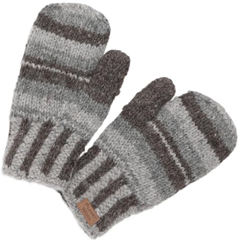 GURU SHOP Handgestrickte Fausthandschuhe, gestreifte Wollhandschuhe | Unisex, 25 cm lang, 10 cm breit, aus reiner Schurwolle, Fleece-Futter, warm und bequem, individuell gefertigt