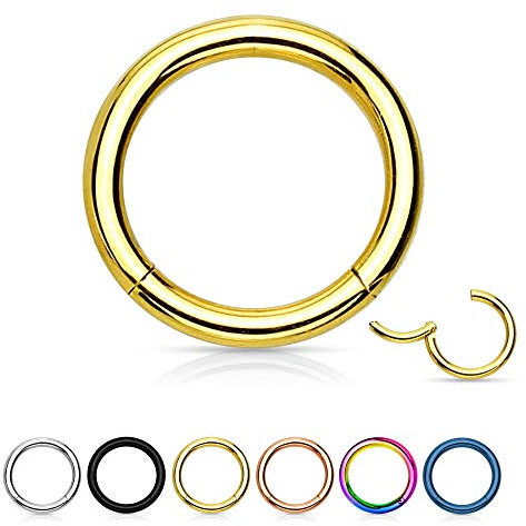 Treuheld® | Segmentring-Clicker aus Chirurgenstahl | Gold | Größe: 1.0mm x 9mm