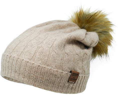 Bonnet à Pompon Meribel - 100% Cachemire - Fabriqué au Népal - Naturel