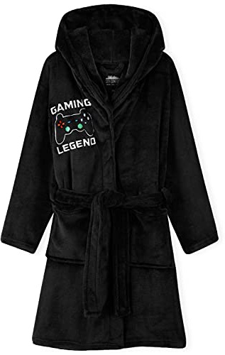 CityComfort Robe De Chambre Enfant - Gamer - Garçon (Noir, 13-14 ans)