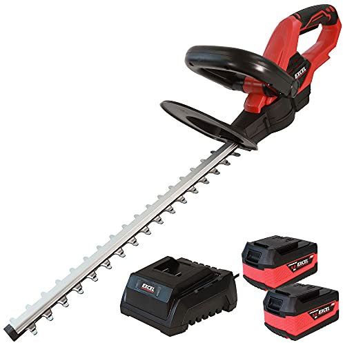 Excel 18V Cordless Hedge Trimmer with 2 x 5.0Ah Batteries + Fast Charger EXL5234 - Brush Hedge Trimmer - Grass Shear - Lightweight compact design - Front handle - 41cm Blade