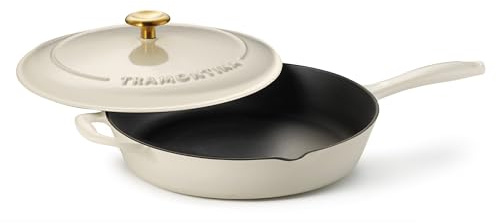 Tramontina Sartén de hierro fundido de 30,5 cm con perilla de acero inoxidable dorado, 80131/082DS