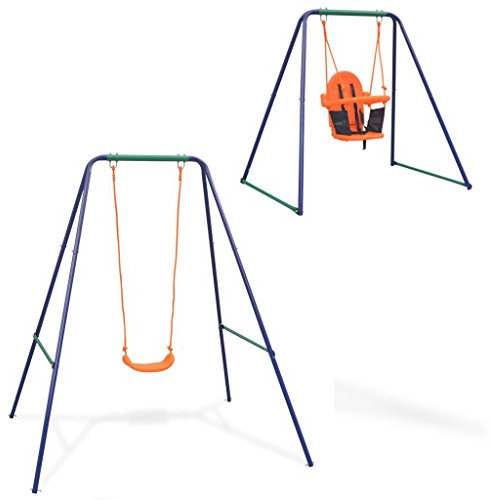 Susany 2-in-1 Einzelschaukel und Kleinkinderschaukel Kleinkinder-Schaukelset,Baby Garten Schaukel Babyschaukelsitz High Back Swing,Ergonomisch Schaukelsitz,Stahl und Kunststoff