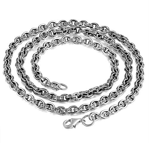 Daesar Silber Kette 925 Herren ohne Anhänger, 5MM Buddhismus Rolokette mit Karabinerverschluss Biker Halskette 70CM Silber Partnerkette für Männer Jugend