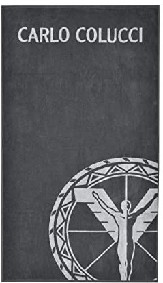 Carlo Colucci Strandtuch Stefano aus weicher Baumwolle, nachhaltig und fair, Farbe:Grau und Silber, Größe:100 x 180 cm