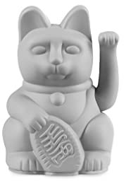 DONKEY Lucky Cat Mini | Grey - Japanische Glücksbringer Winkekatze in Grau, 9,8 cm hoch