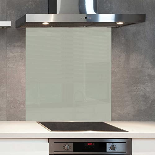 Premium 90 cm x 75 cm Dulux Silver Lichen Glass 6mm Kitchen Splashback Heat Resistant Toughened Polished Edges - Back Splash Back Coloured Hob Painted Tempered Splashback
