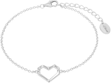 s.Oliver Armband 925 Sterling Silber Damen Armschmuck, mit Zirkonia synth., Perlmutt, 17+3 cm, Silber, Herz, Kommt in Schmuck Geschenk Box, 2036862