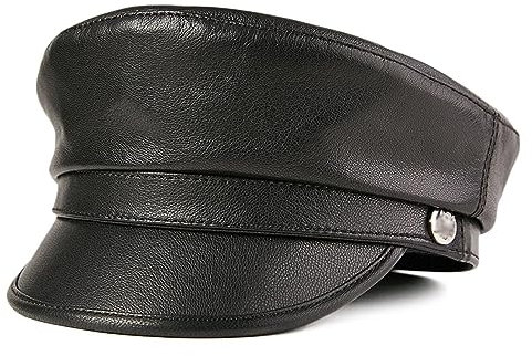 ZMNKH Schirmmütze Leder Fiddler Mütze Mariner Cap Herren Damen,Kapitänsmütze Flache Kappe