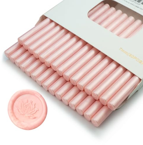 Wachs-Siegel-Stick, Ioggtser 30PCS Mini Klebepistole Wachs-Siegel-Stick für Wachs-Siegel-Stempel, Siegel-Wachs-Sticks für Hochzeit Einladungen, Karten, Umschläge (Pearlescent Pink)