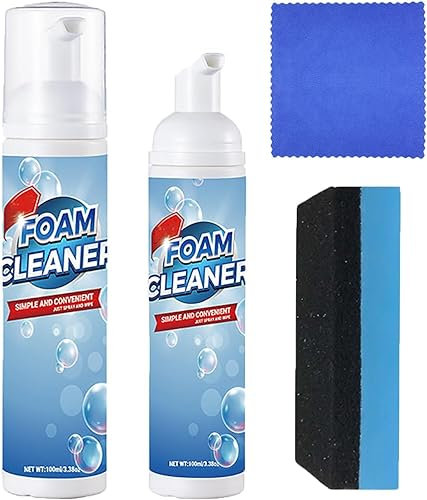 Mousse nettoyante multi-usages, spray de mousse nettoyante à bulles, nettoyant moussant pour salles de bains et cuisines, puissant pour enlever les taches d'huile lourde, 100 ml (1 pièce)
