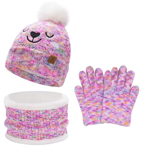 Bequemer Laden Bonnet Polaire Enfant Hiver Gants Écharpe Cache-Cou Ensemble