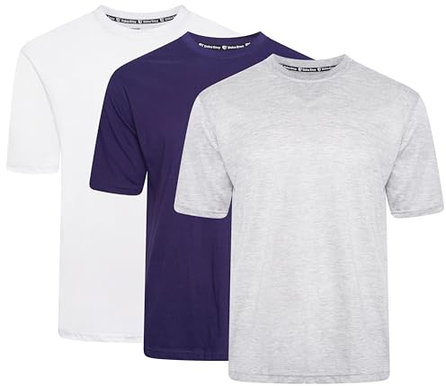Men's Crew Neck T-Shirt Pack of 3 Running Dry Fit T-Shirt Athletic Outdoor Short Sleeve Sports Top for Comfortable Workouts. (UK, Alpha, XXL, Regular, Regular, 3 (White,Navy,Grey))