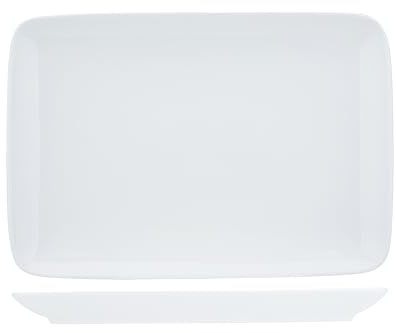 Cosy & Trendy Lot de 4 Assiettes rectangulaire en Porcelaine, Essentials, 30x21 Cm, Blanc