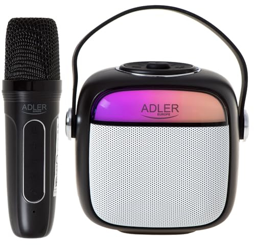 Adler Enceinte sans Fil avec Microphone pour karaoké Bluetooth AD 1199 B 4 modulations de Voix et Voix d'origine 8 Heures d'autonomie
