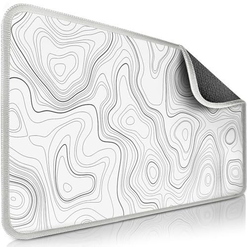 Sidorenko Gaming Mauspad XXL Weiß- Großes Mousepad 350x260 mm - rutschfeste Schreibtischunterlage für Gaming und Büro - Fransenfreie Ränder - Präzises und langlebiges large mouse pad maxlvl
