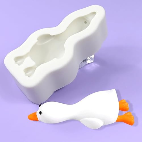 Qxiao Small Cute 3D Lying Duck Design Silicone Mold DIY Pudding Chocolate Mousse Mould Cake Bakeware Handmade Candle Soap Mold Home Decor Gift