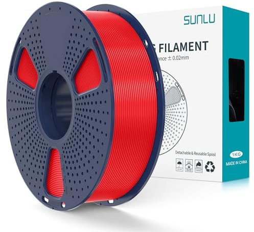 SUNLU PLA+2.0 Filament 1.75mm, Upgrade PLA Plus 3D Drucker Filament, Stärker und robuster, High Speed PLA+ Filament, Maßgenauigkeit +/-0,02mm, 1KG 3D Druck PLA+ Filament, Rot