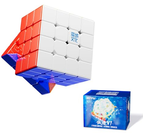 Moyu Aosu V7 4x4 Magnetic Speed Cube Without Sticker with UV Coating, 4x4 Flagship Edition Cube, 160 Magnets, Non-Stick Design, 4X4X4 Cube Adjustable Elasticity (Triple-Track Version)
