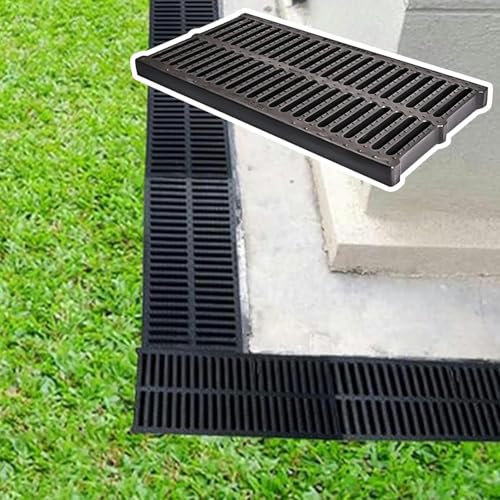 CNPRAZ Entwässerungsrinne Rinnen-Abflussgitter mit Grill, Abdeckung für Entwässerungsgraben für Hausseite/Hof/Terrasse, HDPE-Rinnen-Entwässerungsplatte für Garage/Einfahrt(W-20cm(7.9) x H-3cm(1.2))