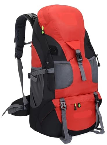 OUYUE Sac À Dos De Voyage Sac À Dos De Randonnée Léger De 50 L pour Le Sport en Plein Air, Le Voyage, Le Camping, l'escalade, Le Cyclisme pour Camping Trekking(Rot)