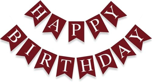 Happy Birthday-Banner, burgunderrote Wimpelkette für Erwachsene, Frauen, Männer, Teenager, Jungen, Mädchen, Kinder, Geburtstag, Party, Girlande, Hintergrundzubehör