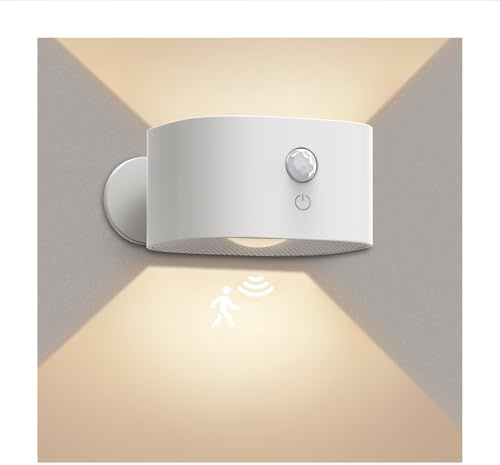 Deyagoo Motion Sensor Wall Light,Rechargeable Battery Operated Sconce-White