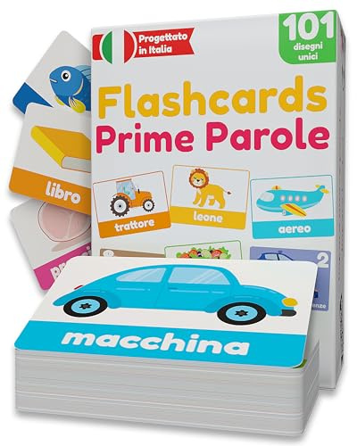 Flashcards Prime Parole | Bambini 1-3 Anni | Carte Educative | Alphabet Lettere Numeri Colori Forme Animali | 101 Carte di Apprendimento | Dai 12 Mesi | Gioco Linguaggio & Sviluppo