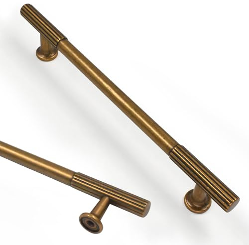Amerdeco 10 tiradores para muebles de latón antiguo, 160 mm, distancia entre orificios, aleación de zinc, tiradores para cajones y armarios para armarios de cocina y armarios UK0082