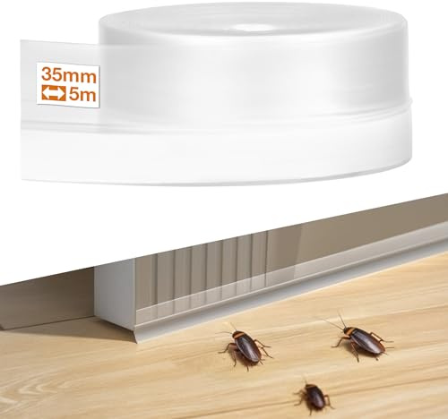 RECAPS 35mm 16.4 Feet Silicone Weather Stripping Door Seal, Transparent Under Door Gap Filler for Draft Stopper Adhesive Doors Windows and Shower Glass Gaps