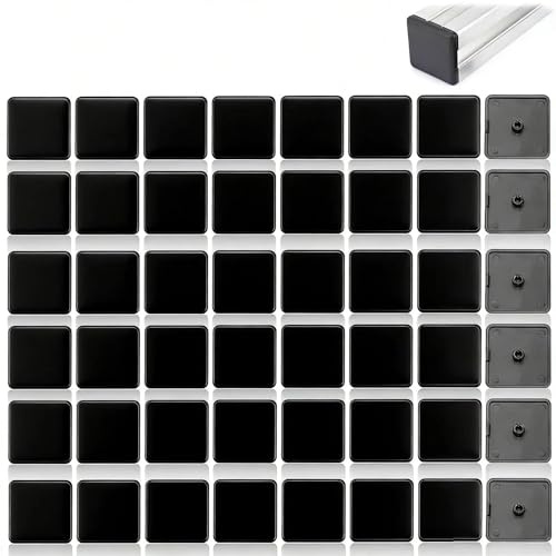 HASLED 50 Stück Endkappen 40x40, Aluprofil Endkappen, Kunststoff Aluprofil Abdeckkappen, Geeignet für 40x40 Aluminiumprofile, Schwarzes Aluminiumprofilzubehör