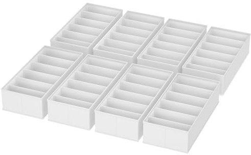 Homsorout Schubladen Organizer Kleidung Baby - 8er Set Ordnungssystem Kleiderschrank Stoff Unterwäsche Aufbewahrung Drawer Organizer, 30 x 15 x 9 cm für Baby Wickelkommode, Socken, Weiß