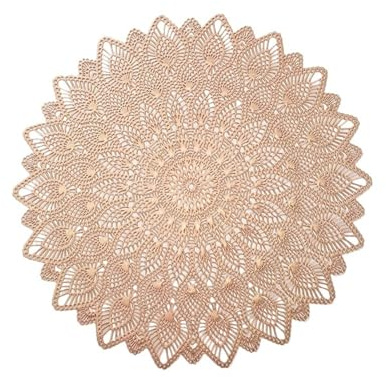 Set Di 6 Tovagliette All'americana Rotonde Con Fiori Pressati Traforati, Tovagliette All'americana Rotonde ... Lavabili, Runner Da Tavola Impermeabili, Set Tovagliette All'americana(Rose gold)