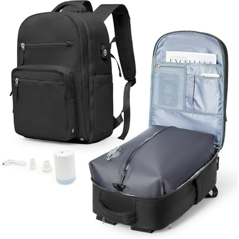 Zaino Sottovuoto Viaggio Con Pompa Zaino Easyjet 45x36x20 Aereo Bagaglio a Mano Zaini 15.6 Pollici Porta PC Casual Impermeabile Daypack Borsa da Cabina per Donna Uomo Nero
