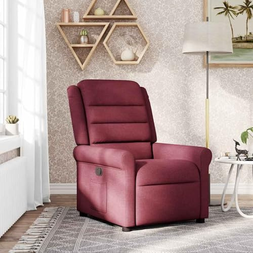Gecheer Relaxfåtölj, vinröd, tyg, fåtölj, vardagsrum, TV-fåtölj, liggfåtölj för avkoppling, hemmakontor, läshörna