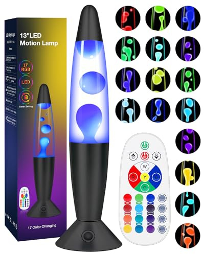 Color Changing Black Liquid Motion Lamps: 17 Colors LED Night Light for Adults with Remote & Timer, Smart Ambient Mood Lighting for Bedroom Office, Novelty Cool Christmas Birthday Gifts, 13 Inch
