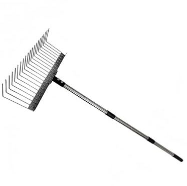 Rastrello professionale in acciaio inox a 21 denti in metallo per piante con manico ergonomico per pulire foglie di grande capacità in giardino e cortile