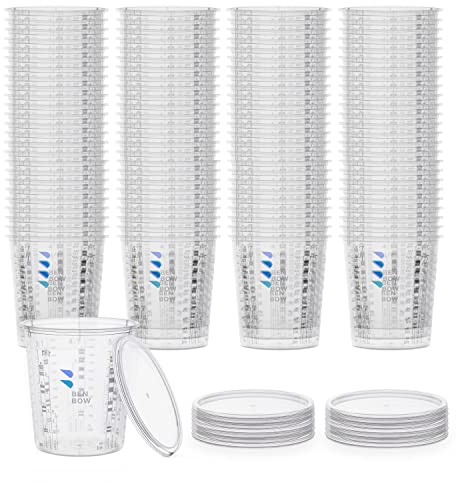 BenBow Professional Tazza di misurazione 400x 1370 ml con 48x copertura - monouso con scale precise, ideale per vernici, rivestimenti e resine epossidiche