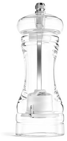 Lotsdonxia Clear Acrylic Pepper Grinder Mill, Refillable Adjustable Coarseness Salt and Spice Grinder, 14cm Kitchen Shaker Jar, Suitable for Mincing Parsley or Grinding Other Spices