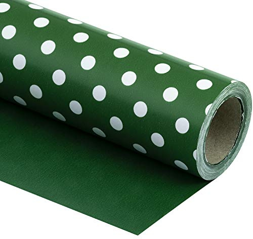 RUSPEPA Wendegeschenkpapier – Minirolle – 43,2 cm x 10 m – Dunkelgrün mit Punkten für Geburtstag, Hochzeit und Babyparty