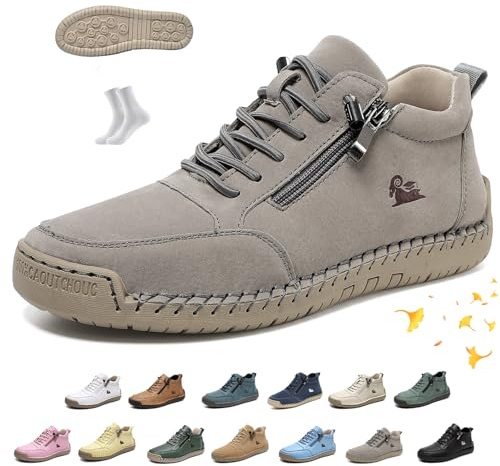 Bottines for femmes faites à main Vogldeck - Chaussures d'extérieur orthopédiques imperméables confortables Barefoot Baskets légères antidérapantes à enfiler for randonnée et marche(gris,39 EU)