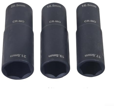 Juego de llaves de tuerca de accionamiento de 2 pulgadas, extractor de tuercas de rueda de 3 piezas para sujetadores corroídos, para enchufes de acero Cr-Mo con tamaños de 17.-21.5 mm para automoción